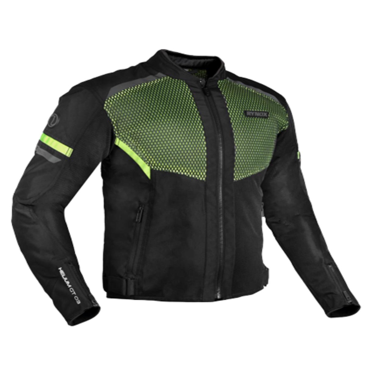 Rynox Helium GT3 Jacket - Black Hiviz Green