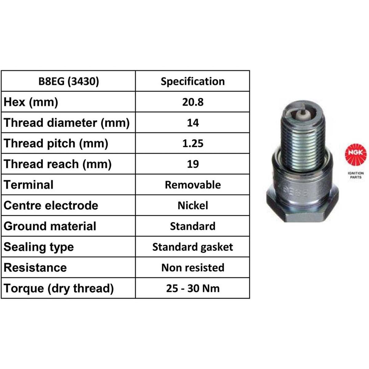 Ngk Spark Plug (Racing) B8 Eg