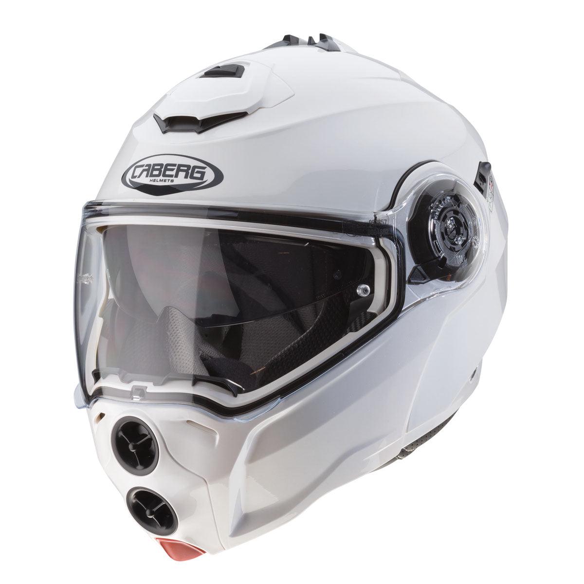 CABERG Droid Metal White Flip Up Motorcycle Helmet