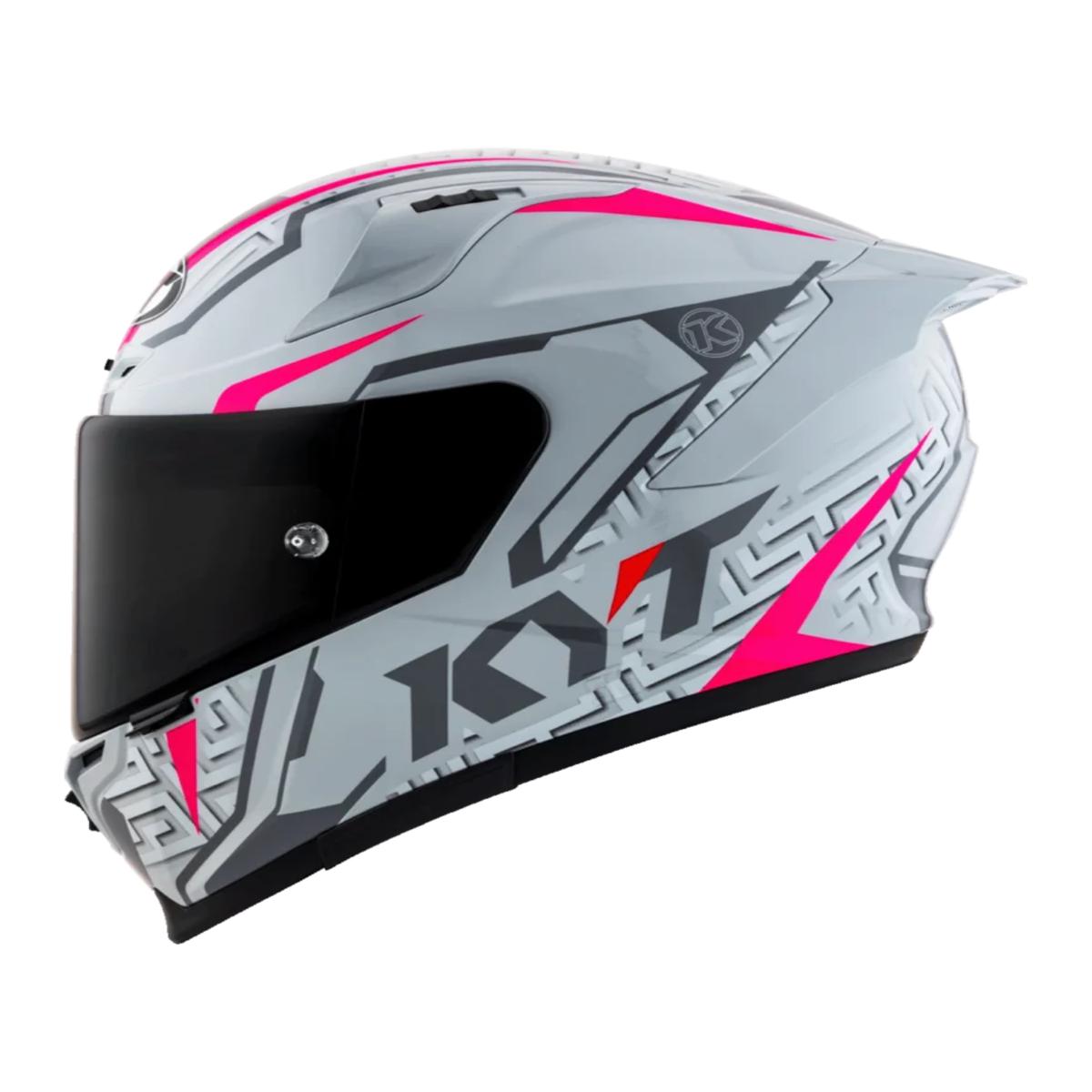 KYT Striker 2V 02 Asphalt Full Face Helmet - Gloss Grey Fuxia