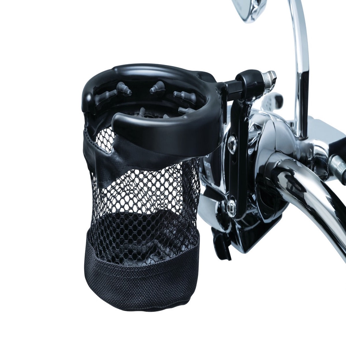 Kuryakyn Mesh Basket Drink Holder for 1.25 Inch Bars - Chrome with Black Mesh - 1475